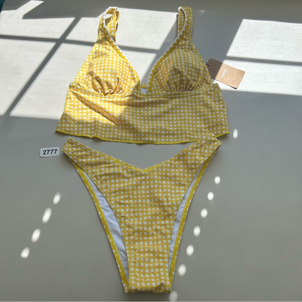 Samiol Small Yellow Plaid Tankini Set New